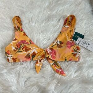 NWT Roxy Women's Floral Yellow beach bralette tropical padded $46